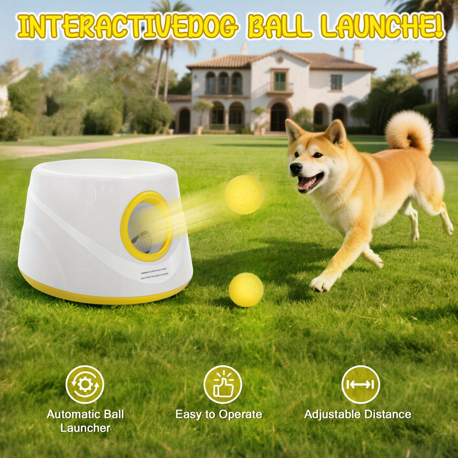 automatic dog ball launcher with operation foam tennis balls suitable for small medium dogs thrower toy 3 balls included for outdoor play training interactive puzzle game for puppies and pets Product details 4