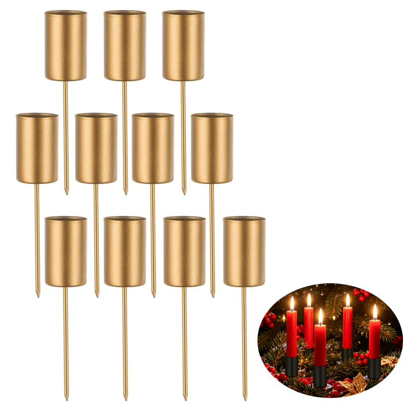 TEMU 11pcs Metal Taper Candle Holders, Black, Golden, Silvery, White Suitable For Baptism Candles, Advent Wreaths, Communion Candles, Or As Pillar
