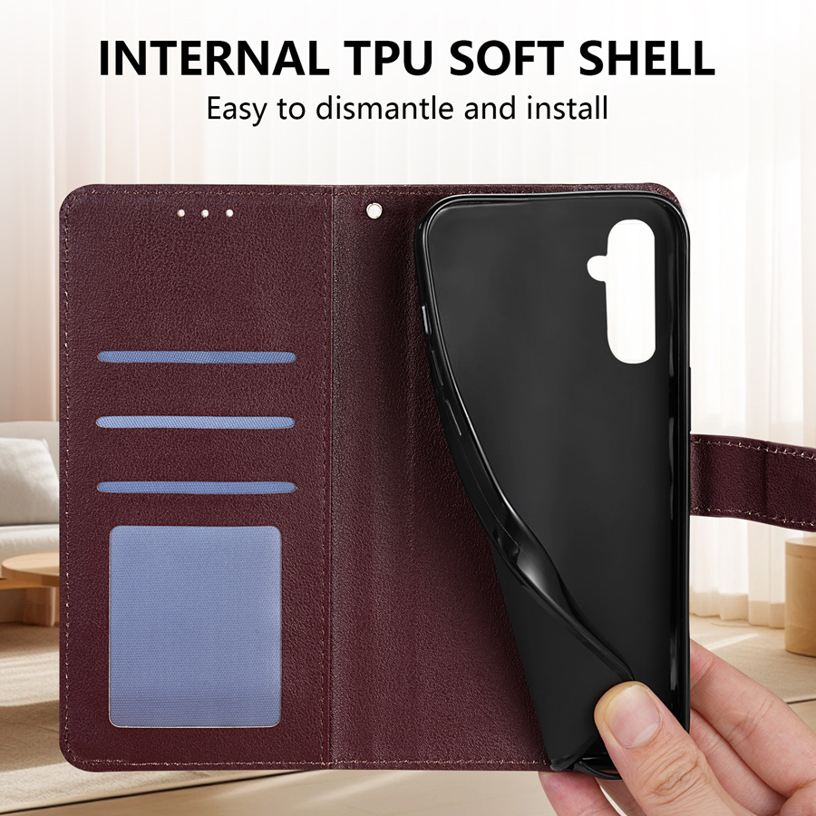 Magnetic Flip Case Made of Synthetic Faux Leather for Samsung Galaxy Models, Featuring a Card Slot And Kickstand, Designed to Protect Against