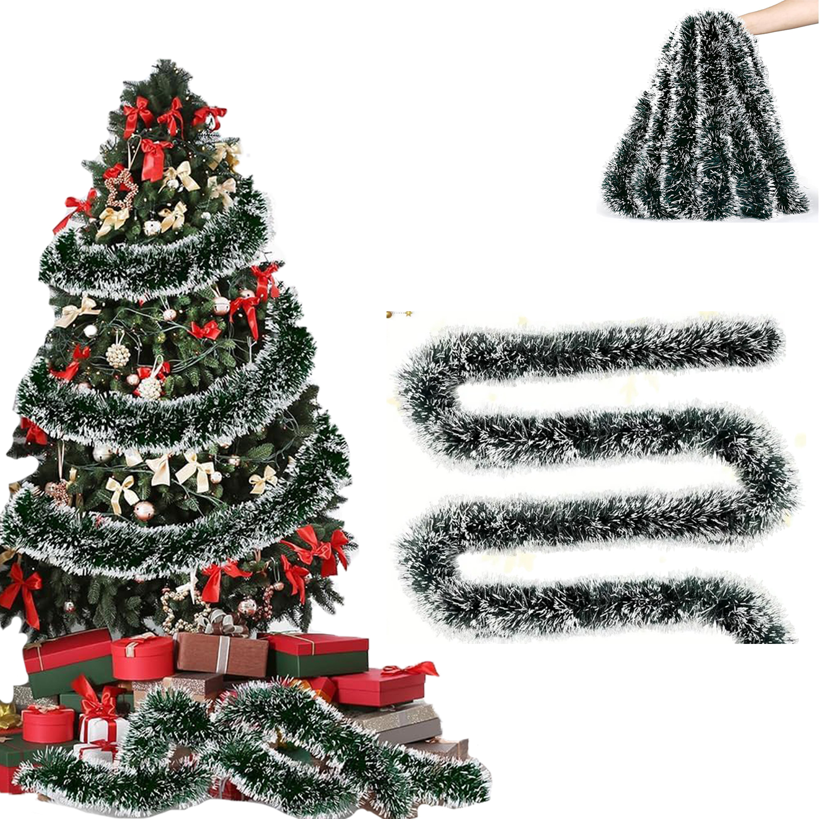 TEMU 10m Tinsel For Christmas Tree - No Needed, -free