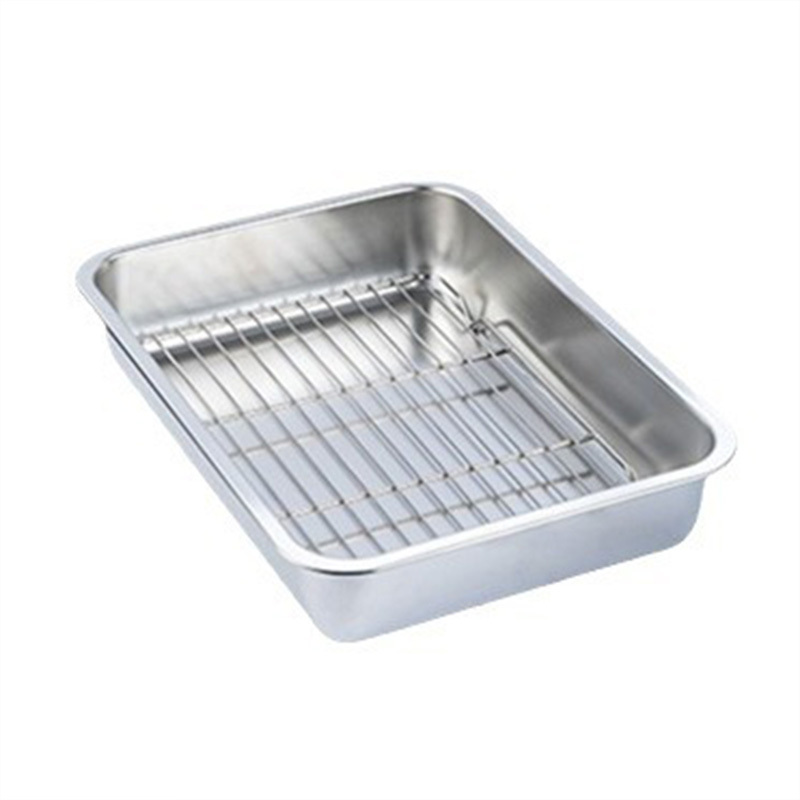 Silvery Stainless Steel Oven Baking Pan & Drip Tray, Seamless Welded, Rust-resistant, For Home Kitchen, Bbq & Outdoor Cooking