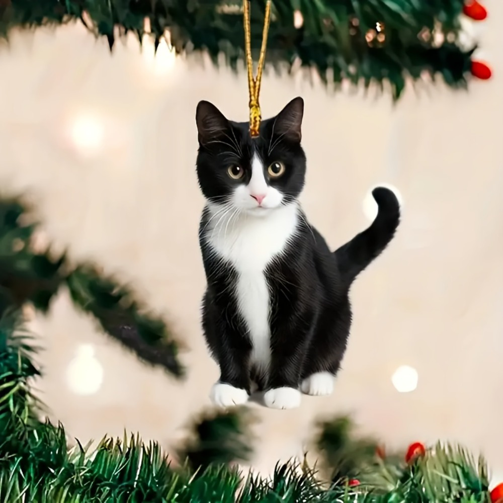

Black & White Acrylic Cat Pendant - Car & Bag Decor, Accessory For Any