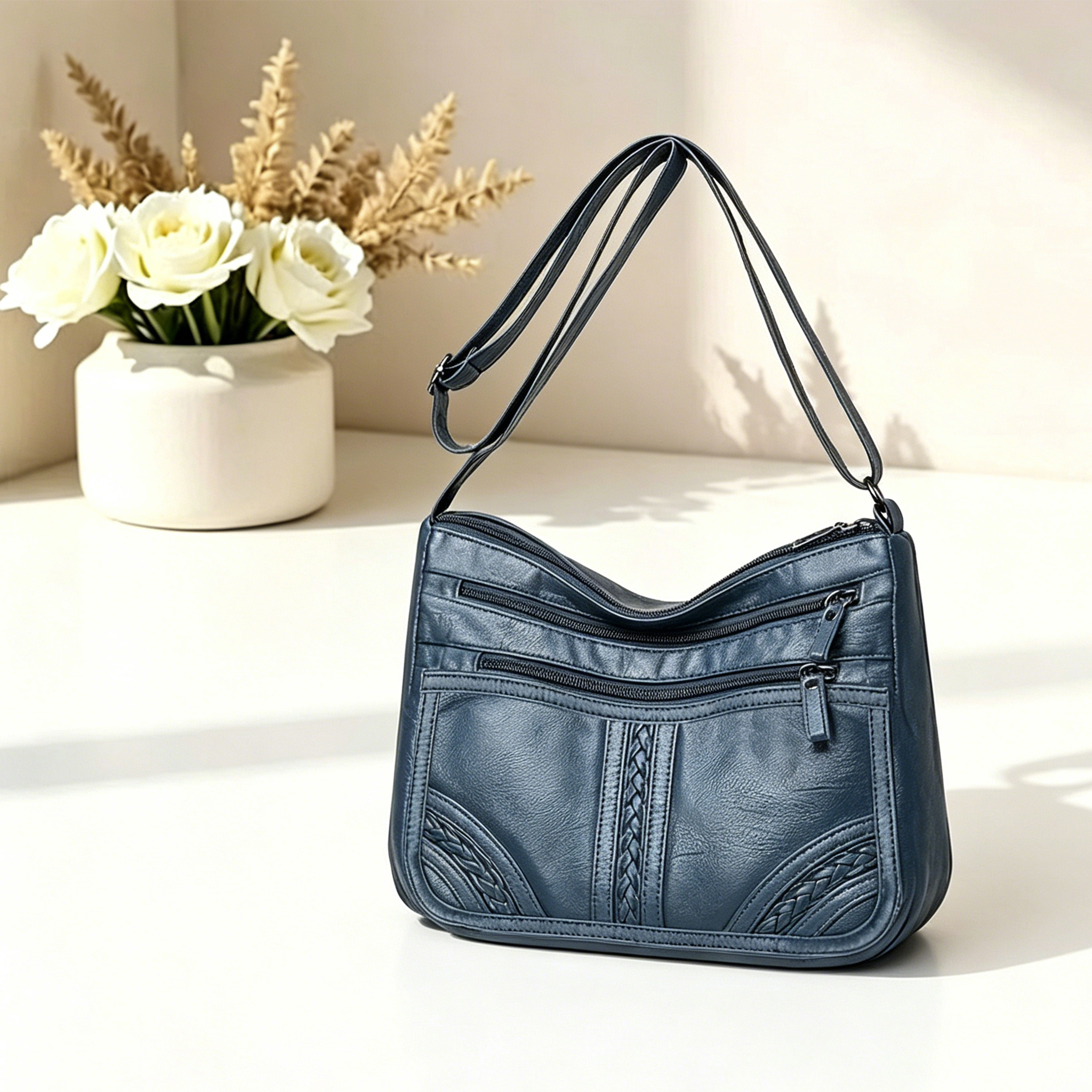 TEMU Sac à main pour femmes - Sac carré unisexe, nouveau sac bandoulière en PU tendance pour femmes, déplacements quotidiens, couleur unie, poches