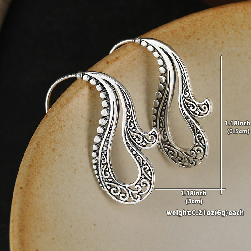 Retro Ethnic Swirl Hollow Dangle Earrings, Bohemian Style