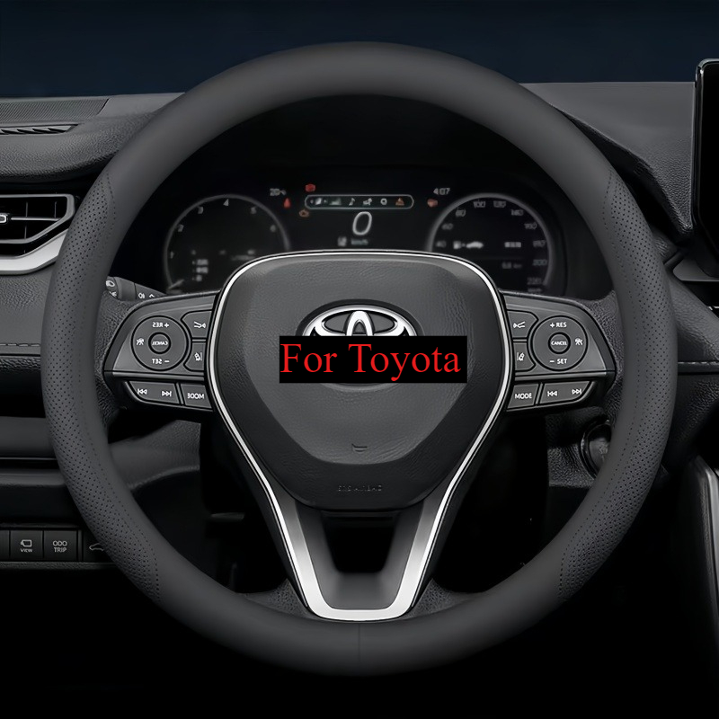 TEMU para Volante Compatible con Toyota de Diámetro 37-38.5Cm/14.56-15.16In, Estilo , Marquetería de Cuero Sintético Perforado Transpirable