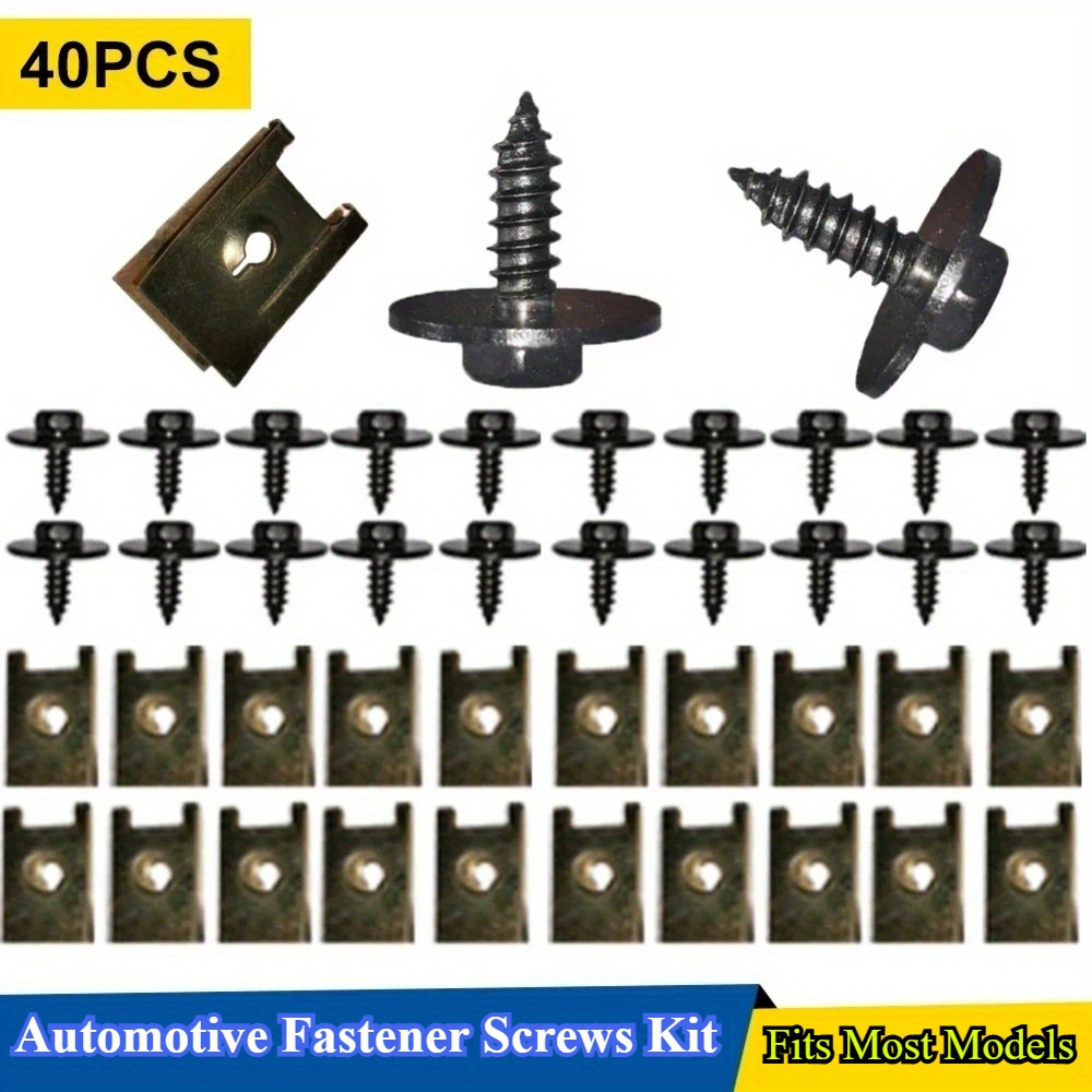 Image of 40pcs Screws Kit - Underbody Shield Fastener Kit - Plated Metal Bolts, Nuts, U - Nuts, Washers For Engine Skid Plate & Bumper Guard | E36/e46/e90/e92/f30/f10 X3/x5 (fits Most Models)
