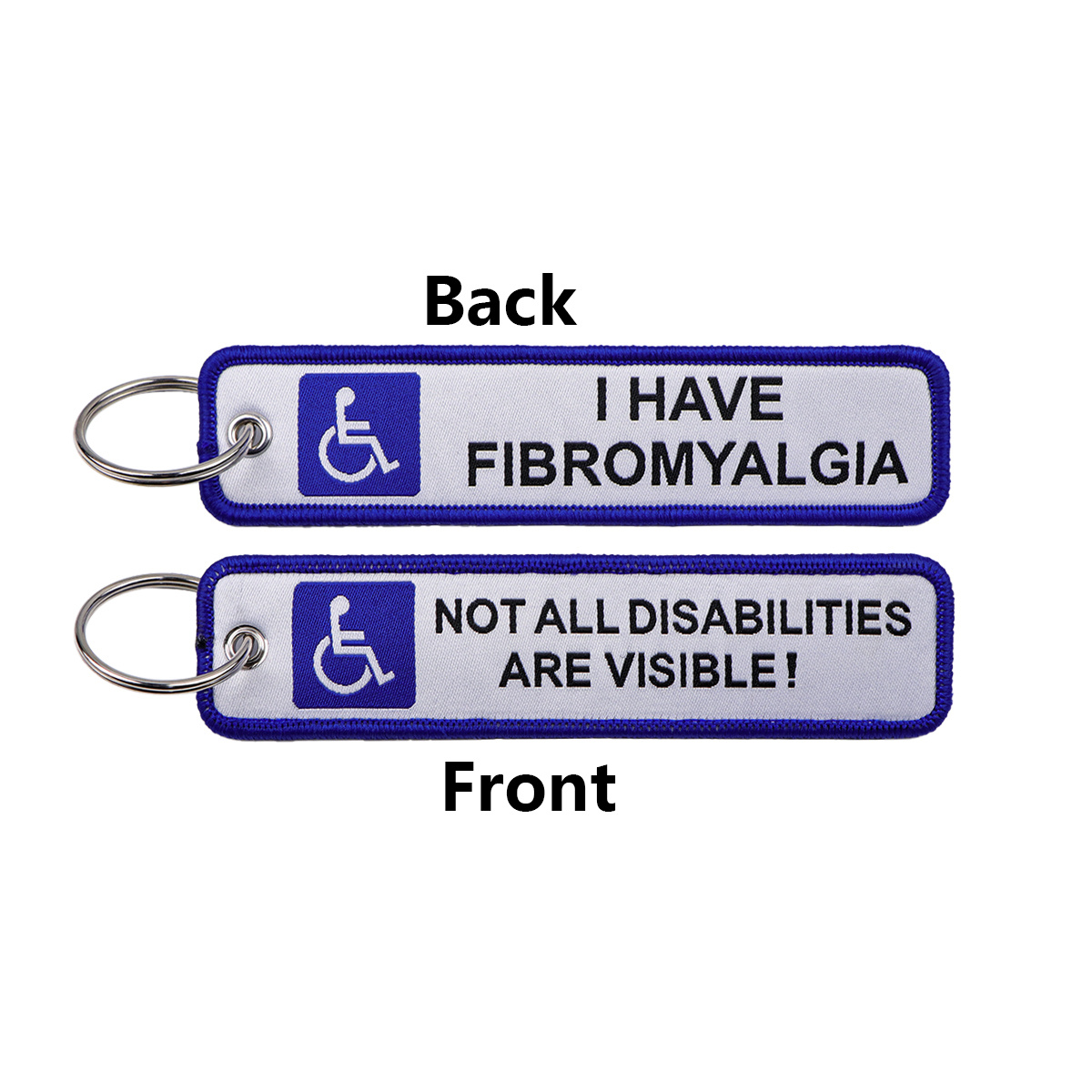TEMU 1 pièce Porte-clés invisible brodé pour la sensibilisation au handicap, Porte-clés en tissu fibromyalgie, Anneau de clé avis de condition