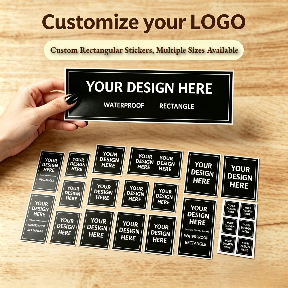 TEMU Personalized Custom 45/80/130pcs Rectangle Stickers, And White Background Label Stickers - Self- For Individuals And Small Businesses, Custom