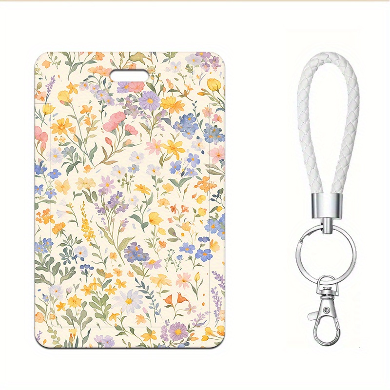 TEMU 2d Watercolor Id Card Holder And Keychain Lanyard, Plastic Card Protection Case. Suitable For Doctors, Nurses, Students, Work Permit, Bank Card,