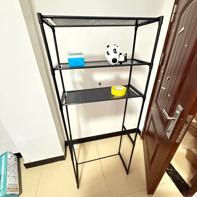 heavy-duty freestanding double-layer toilet shelf suitable for bathrooms &   rooms, no-drill easy assembly space-saving storage unit with upper & lower shelves, for towels, toiletries, medicines, books, standing shelf Product details 0