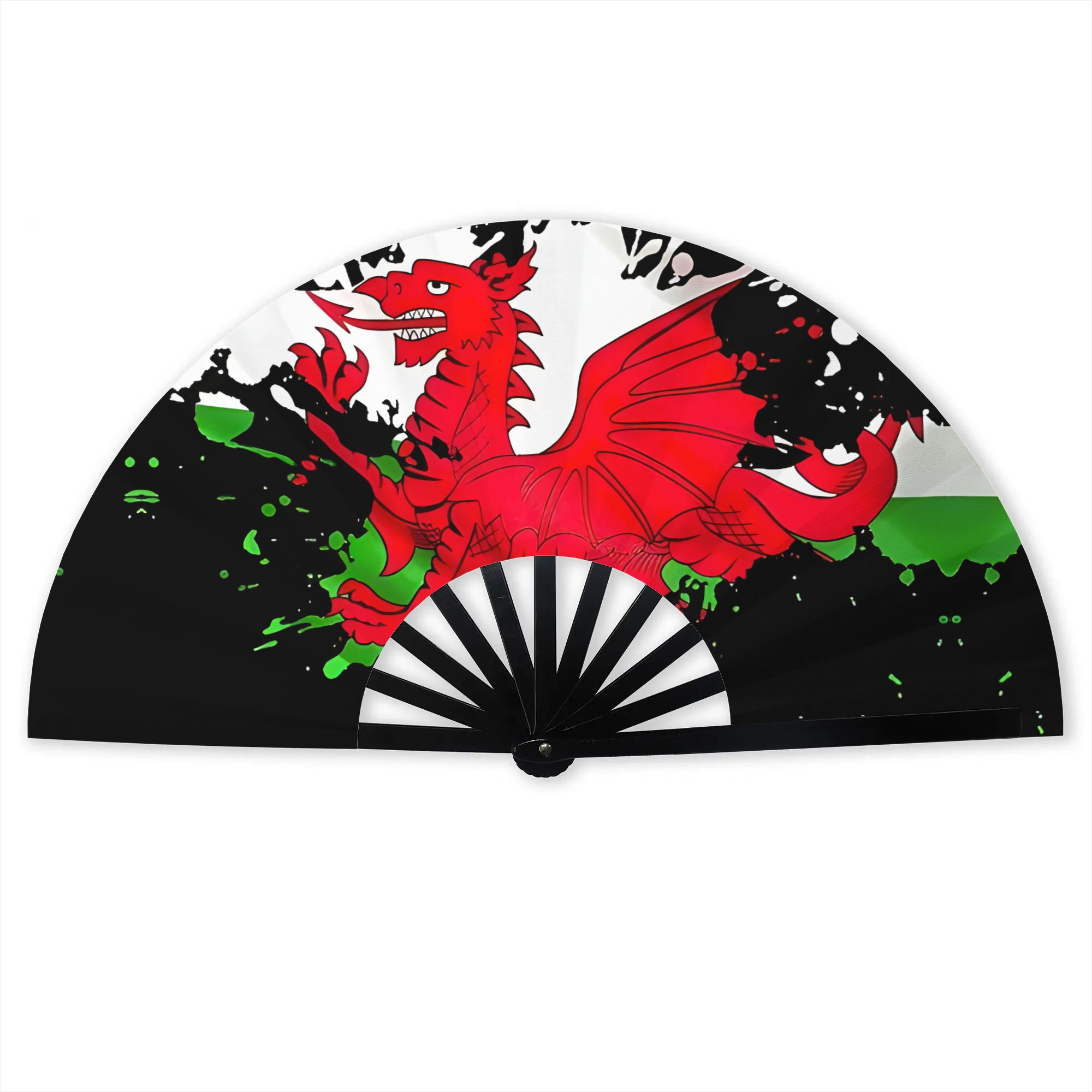 TEMU 2d Print Design Logo Fashionable Printed Folding Fan, Suitable For Scene Needs, Without Battery