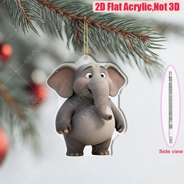 Adorno colgante acrílico festivo de Año Nuevo 2026, 1 pieza, plano 2D, con un encantador elefante gris de orejas extragrandes, perfecto para realzar el espejo retrovisor de tu coche o mochila. Ideal para añadir un toque divertido a ti, colgantes, borlas, remates, plano 2D