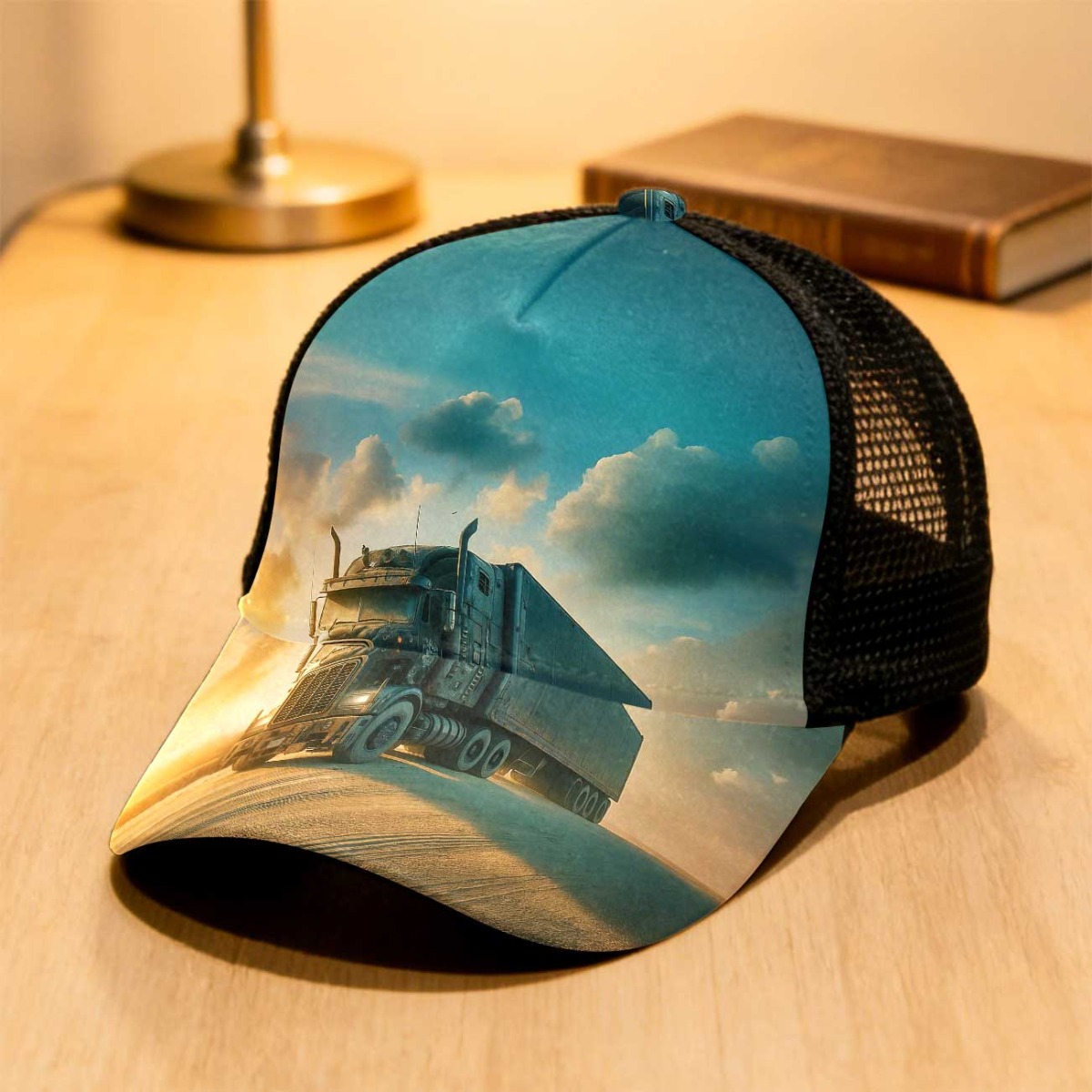 TEMU 1pc With Desert Truck Journey Print Classic Baseball Cap Mesh Cap Unisex Versatile Perfect Lightweight Polyester Duckbill Hat Streetwear Dad Hat