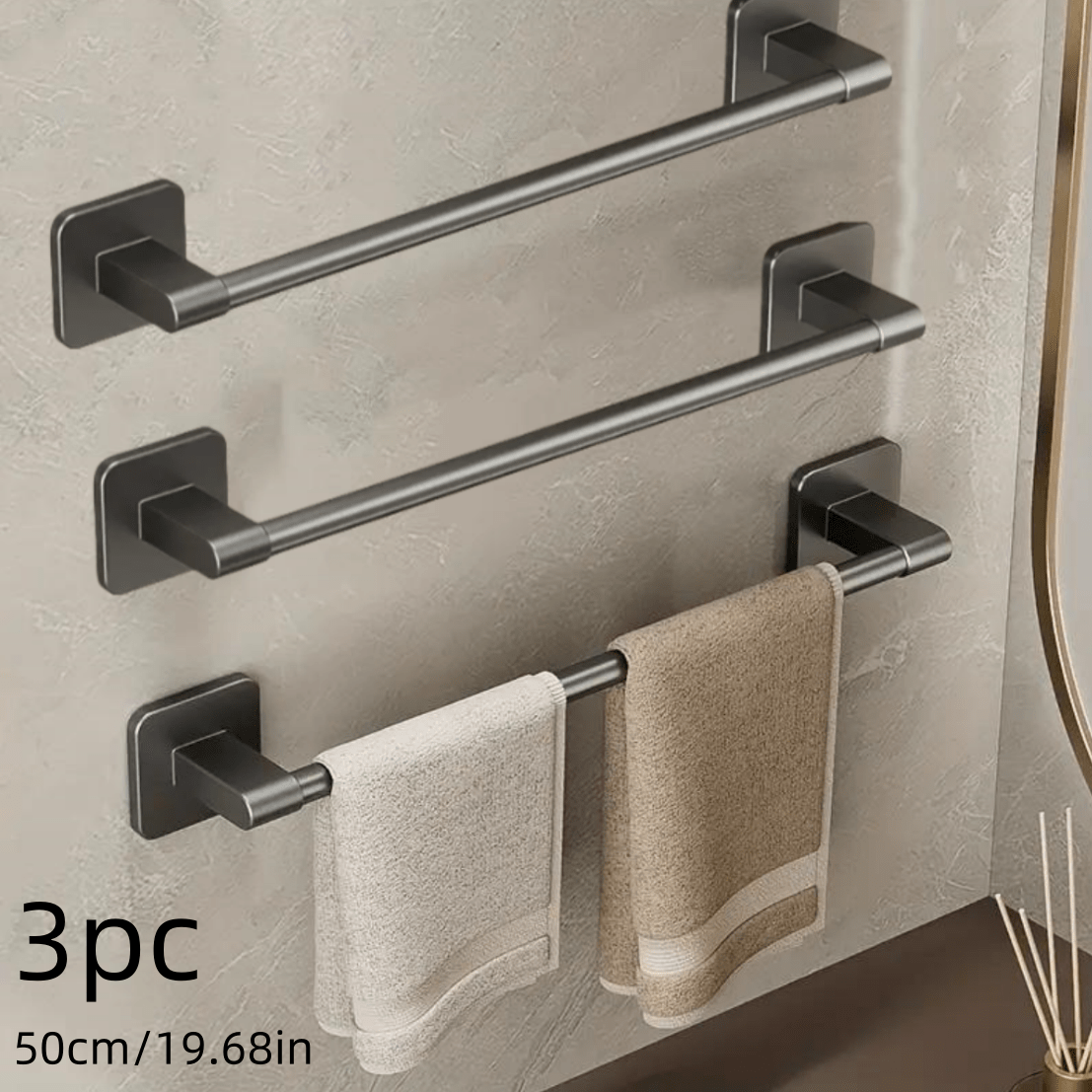 TEMU Set di 3 portasciugamani da parete senza foratura, con supporto a barra singola per asciugamani e strofinacci. Questo organizer da bagno