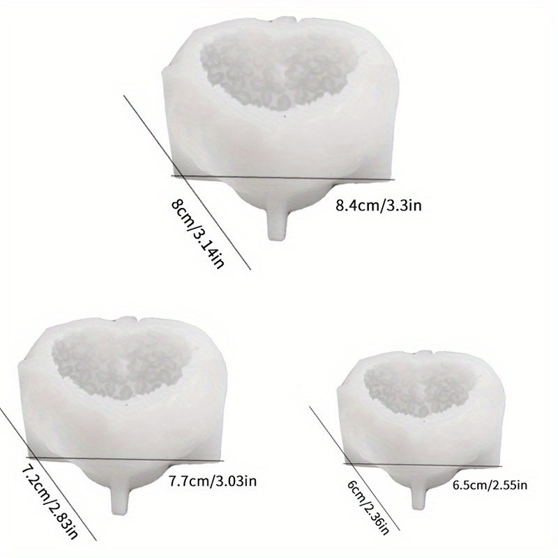 E-shop 3 Stück Blumenherz-Silikonformen – Wiederverwendbare DIY-Formen für Gips, Harz, Ton & Wachs – Intrikatiges Florales Design, Deko, Schmuck &