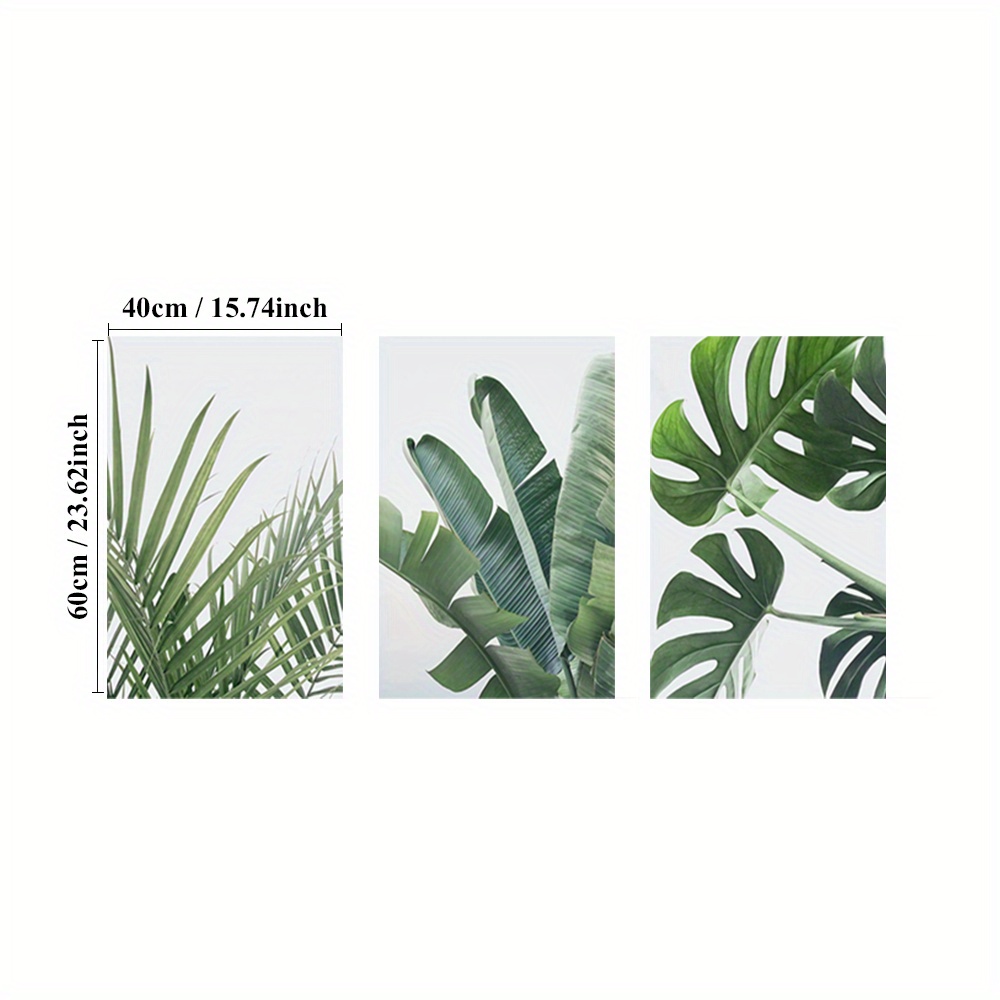 TEMU 3pcs Leaves Framed Set - Prints For Room, , Bathroom Decor - Wooden Frame Included