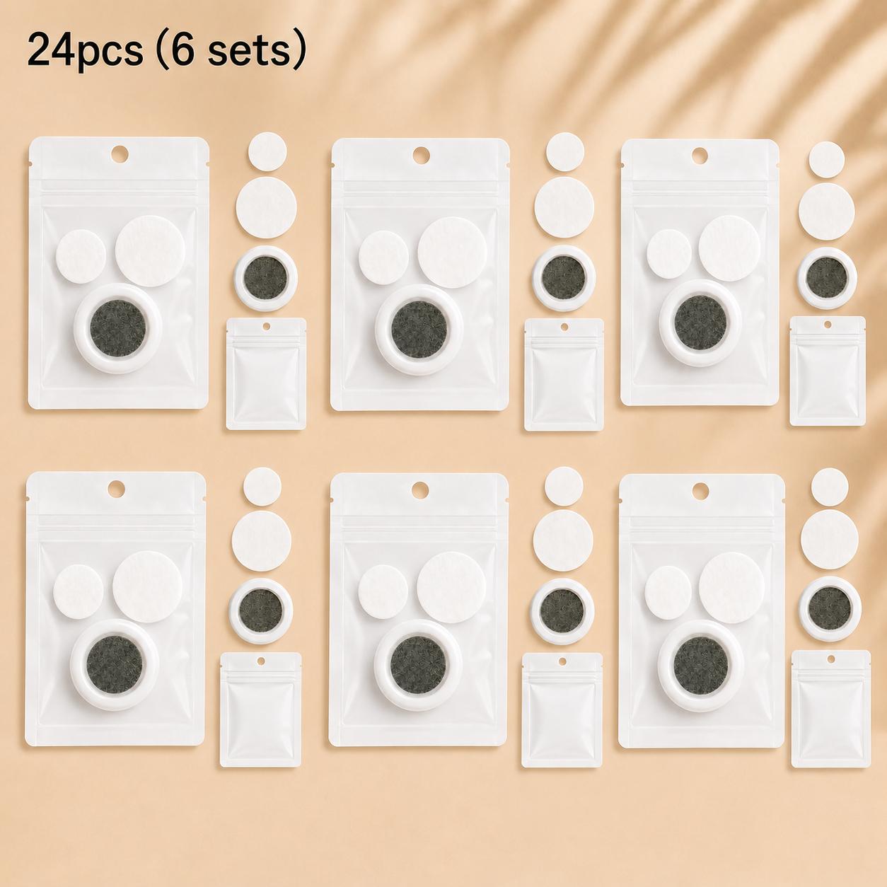 24pcs (6 Sets) Magnetic Remote Control Holders, No-drill Adhesive Wall Mount For Thermostats And Switches, Durable Plastic