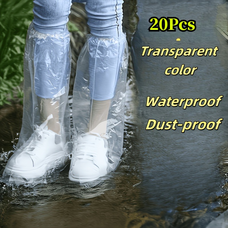 Image of 20pcs Waterproof Shoe Covers - Durable And Thick Transparent Shoe Covers, Suitable For Outdoor Activities On - Easy To Put On And , Disposable