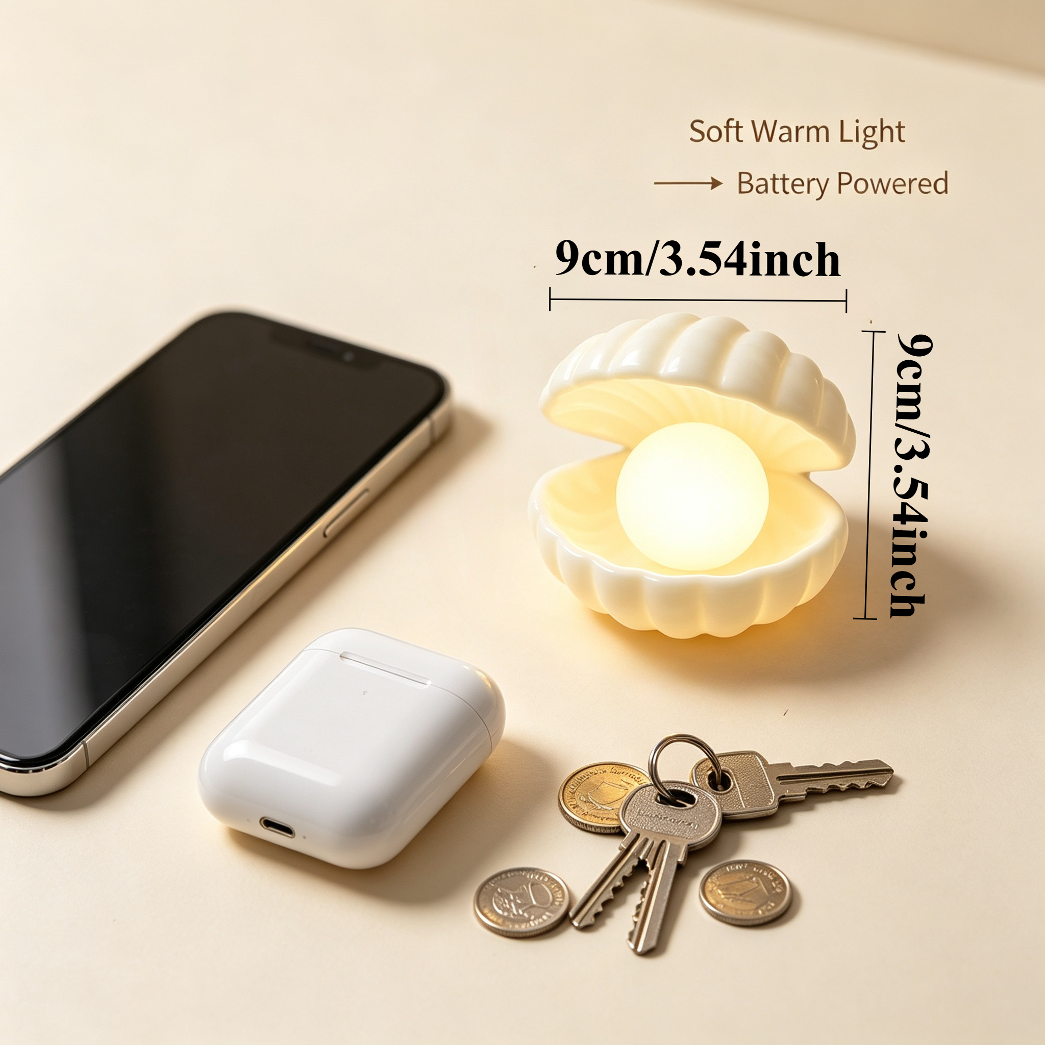 Image of Mini Shell Pearl Led Night Light, Small Warm Table Lamp, Portable Decorative Seashell Mood Light For Living Room, Bedroom, Office Desk And Dorm Decor