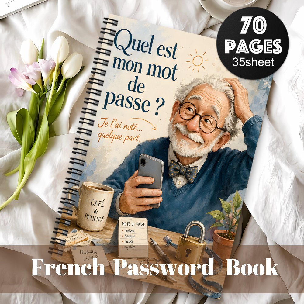 TEMU Carnet de de passe et planificateur 1 pièce sur le thème français, adapté à un et de bureau, carnet de conservation de de passe avec étiquetage