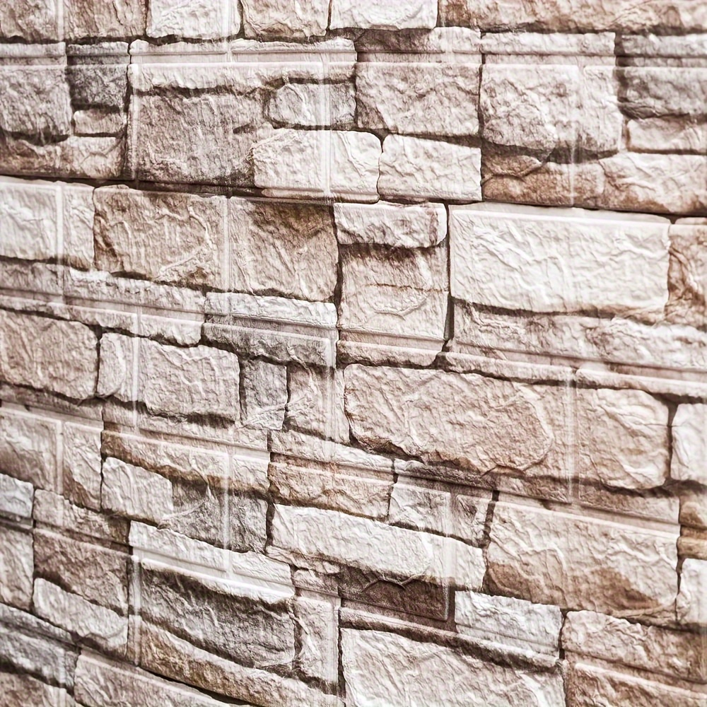 TEMU 1 rollo de papel tapiz de de ladrillo y piedra, adhesivo de pared autoadhesivo impermeable, adecuado para decorar salas de estar, cocinas,