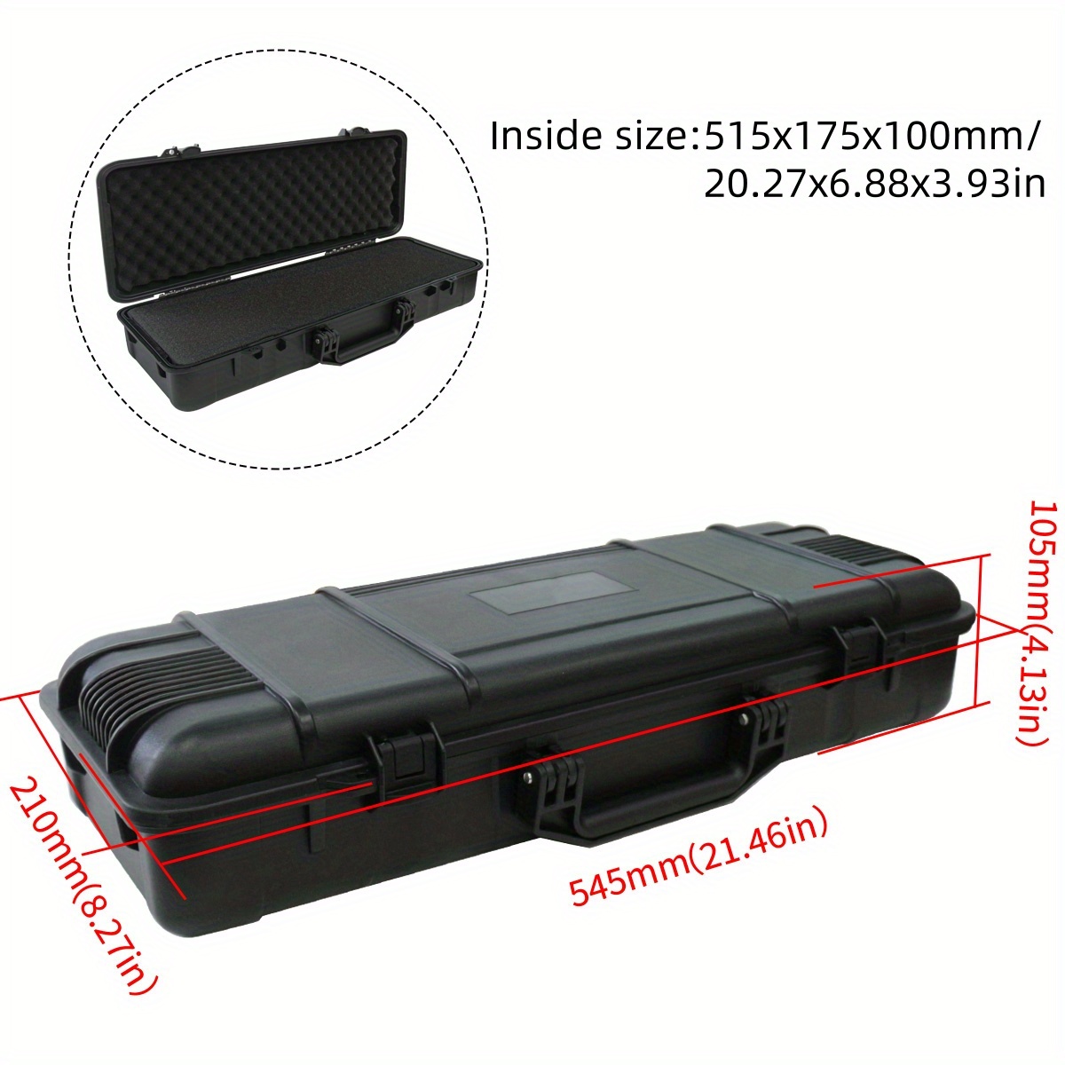 5 Sizes Black Hard Shell Pp Protective Carrying Case For Cameras, Portable Toolbox With Universal Foam Insert, Resistant To Shock And Wear