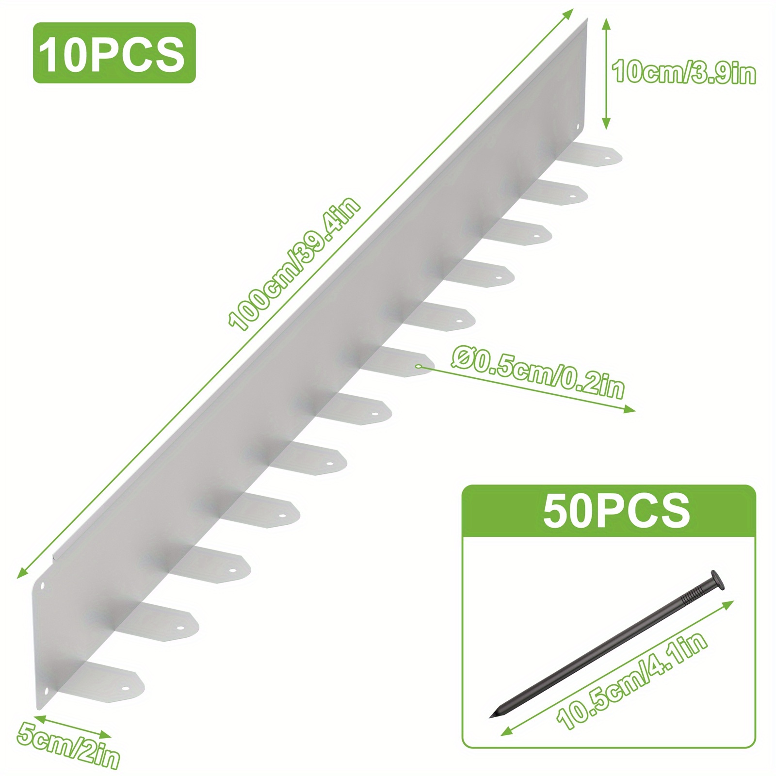E-shop Metall-Blumenbeetbegrenzung, Gras- Steinbarrieren mit Spitzen, flexible Rasenkante, gezahntes Design für Blumenbeetränder, Rasenkanten, verzinkt