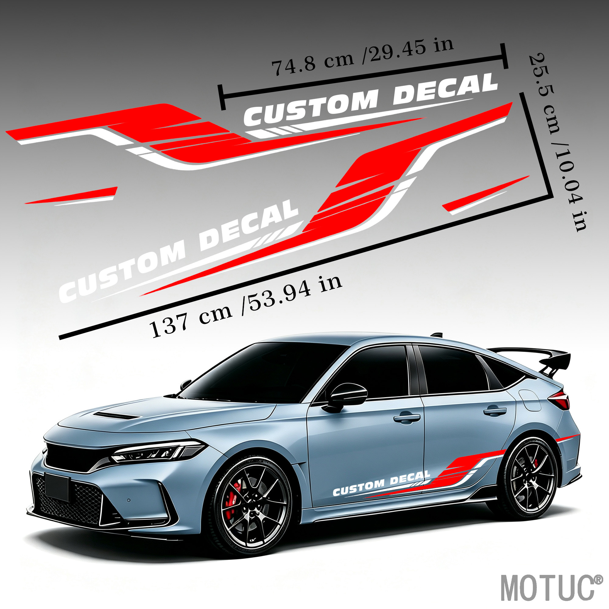 TEMU Custom Color- Or Solid- Car Sport Body Wrap Film, Including 1 Pair Of Wraps   2pcs Of Custom Text, Personalized Dynamic Side Door Stripe Car