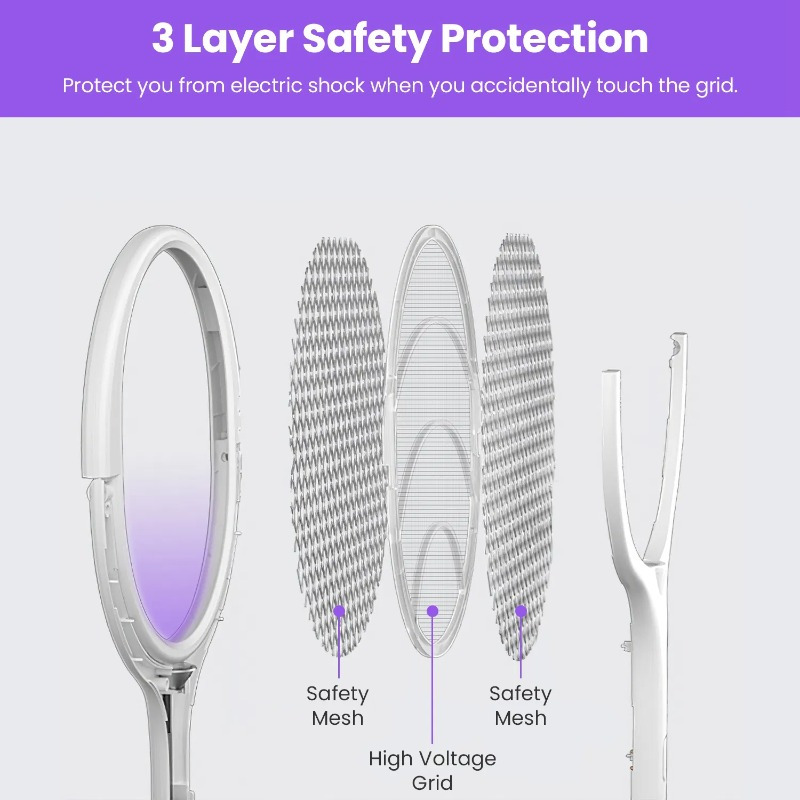 3 in 1 electric   racket 90 rotating   wand indoor outdoor handheld mosquito swatter with telescopic extension wand details 3