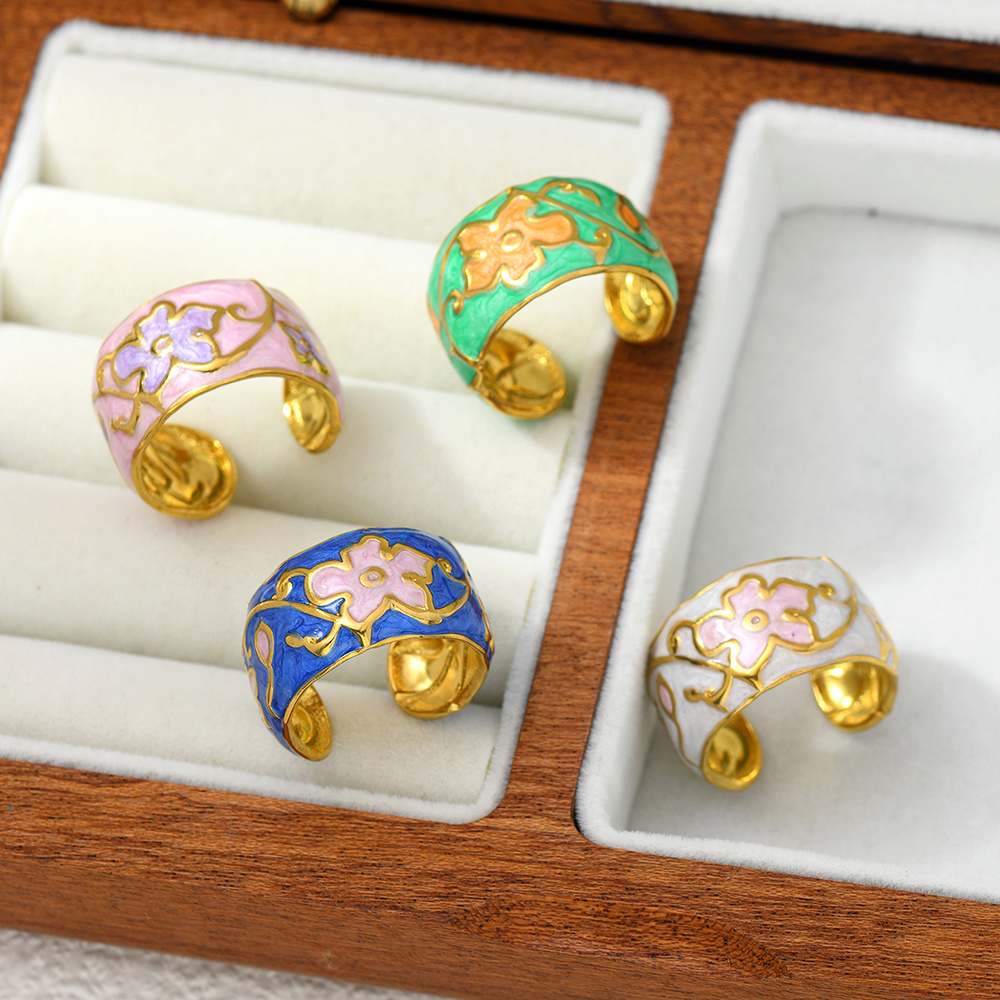 High-Quality Titanium Steel Flower Dripping Oil Open Ring