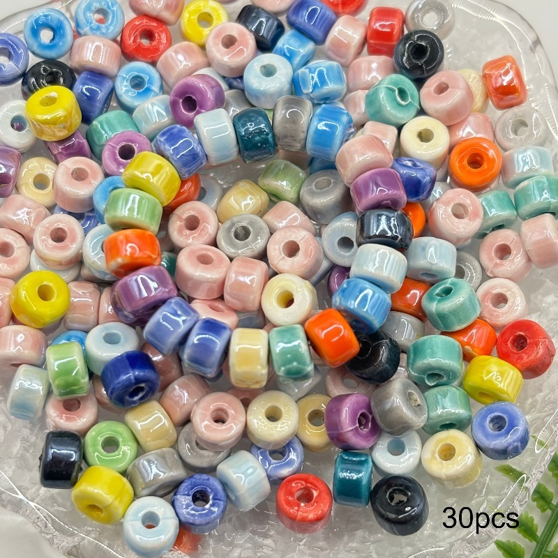 TEMU Cuentas de cerámica en más de 30 colores, con medidas de 4X6 mm, con un - Perfectas para hacer joyas, pulseras y collares, y componentes de