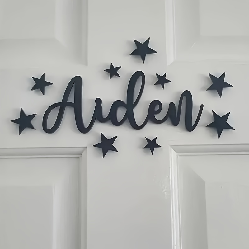 TEMU Personalized Laser-cut Acrylic Nameplate Wall Decor - Custom ' Room Sign With Name/text, 12 Styles, Star & Heart Door Hanging Decoration, Diy
