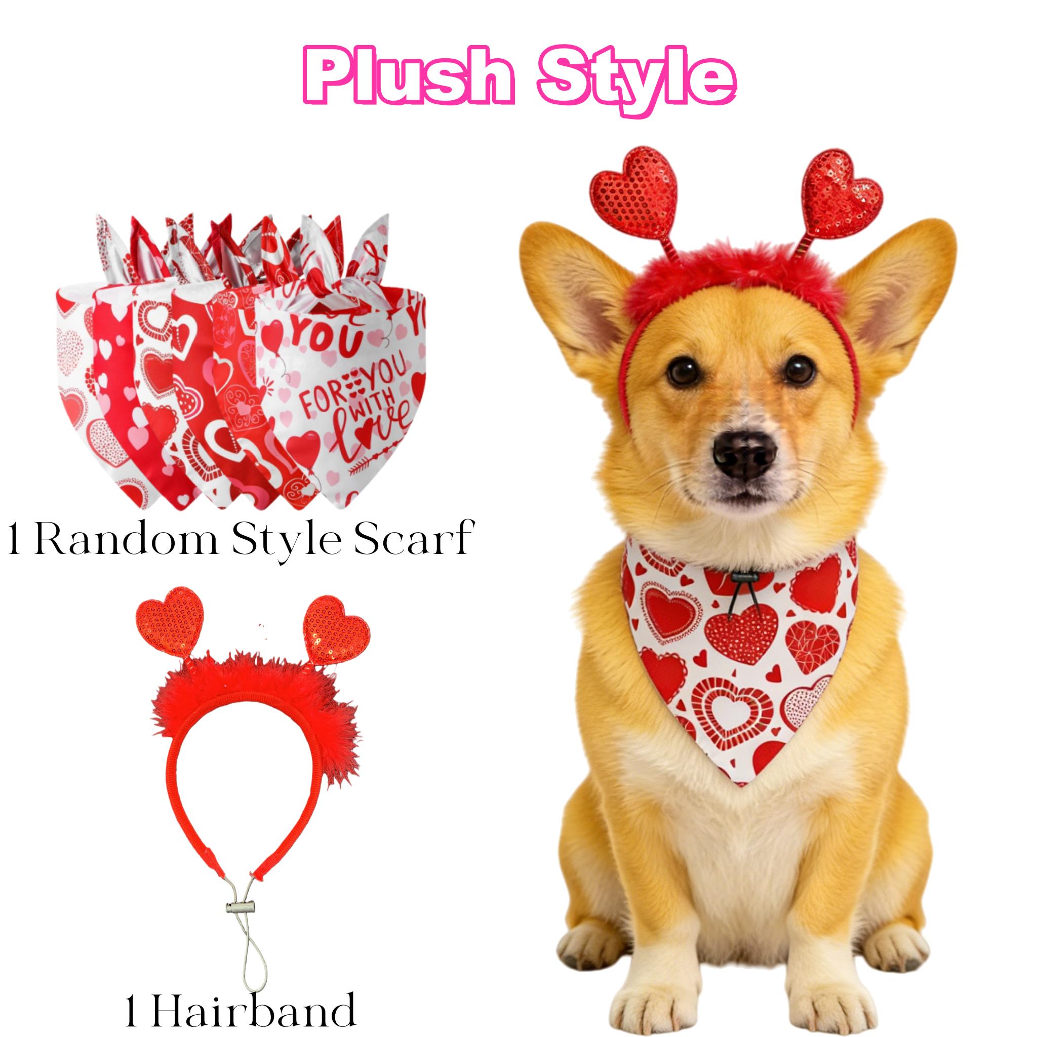 TEMU Ensemble de bandanas pour chien pour la Saint-Valentin, 2 pièces, adorable pour chiot et écharpe assortie à motif de cœurs, costume pour animal
