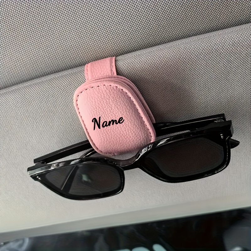 TEMU A Minimalist Custom Name, Personalized Car Sun Visor Stylish Glasses Holder Clip, Featuring A Magnetic Closure Design That Prevents Scratches,