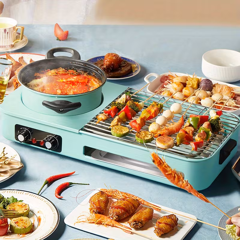 eu plug 2in 1 electric grill hot pot premium non stick pan powerful multi function boiler versatile for korean bbq and soup ideal for 3 6 people essential kitchen accessories removable and washable Product details 6