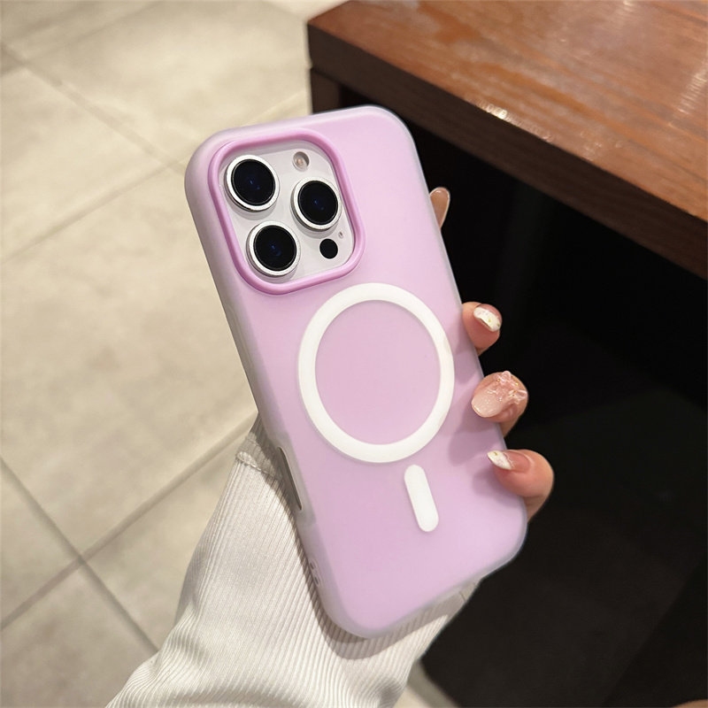 Image of Phone Case: Phone Case - Phone Case: Luxury Color Blocking 2-in-1 Phone Case For Iphone 17 Air 16 15 14 13 12 11 Pro Candy Color Matte Magnetic Wireless Charging Induction Protect Shockproof Cover