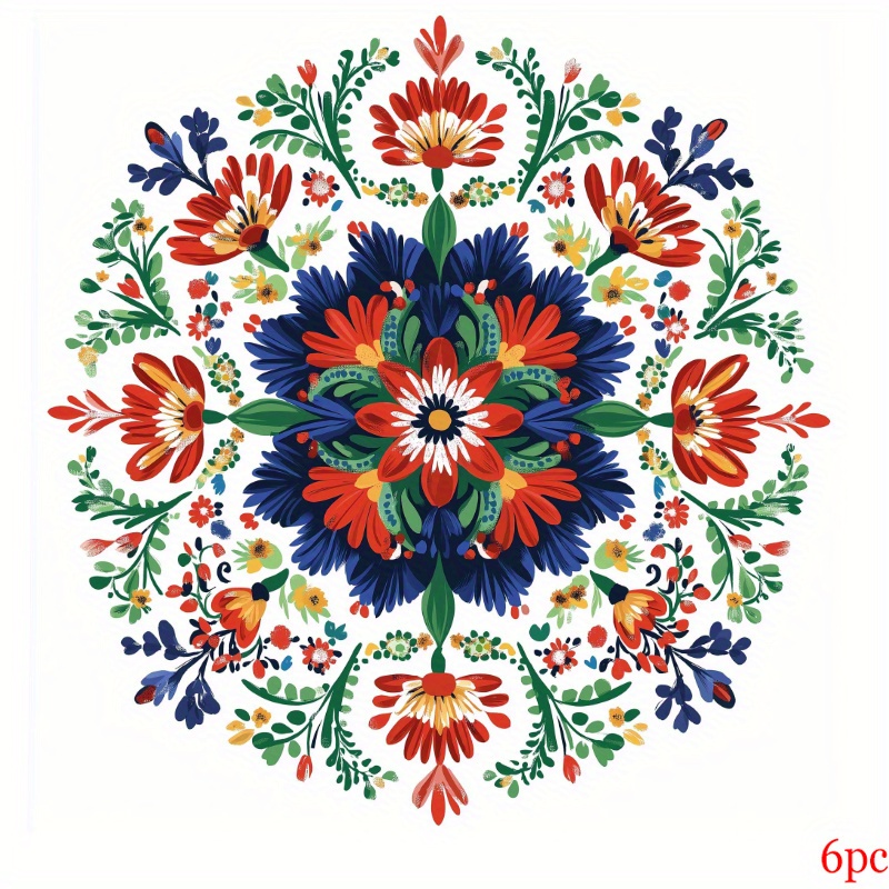 TEMU 6pcs Cross Floral Vibrant Individual Heat Transfer Stickers - Washable Multicolor Vinyl Patches For T-shirts, Jeans, Sweatshirts, And Backpacks