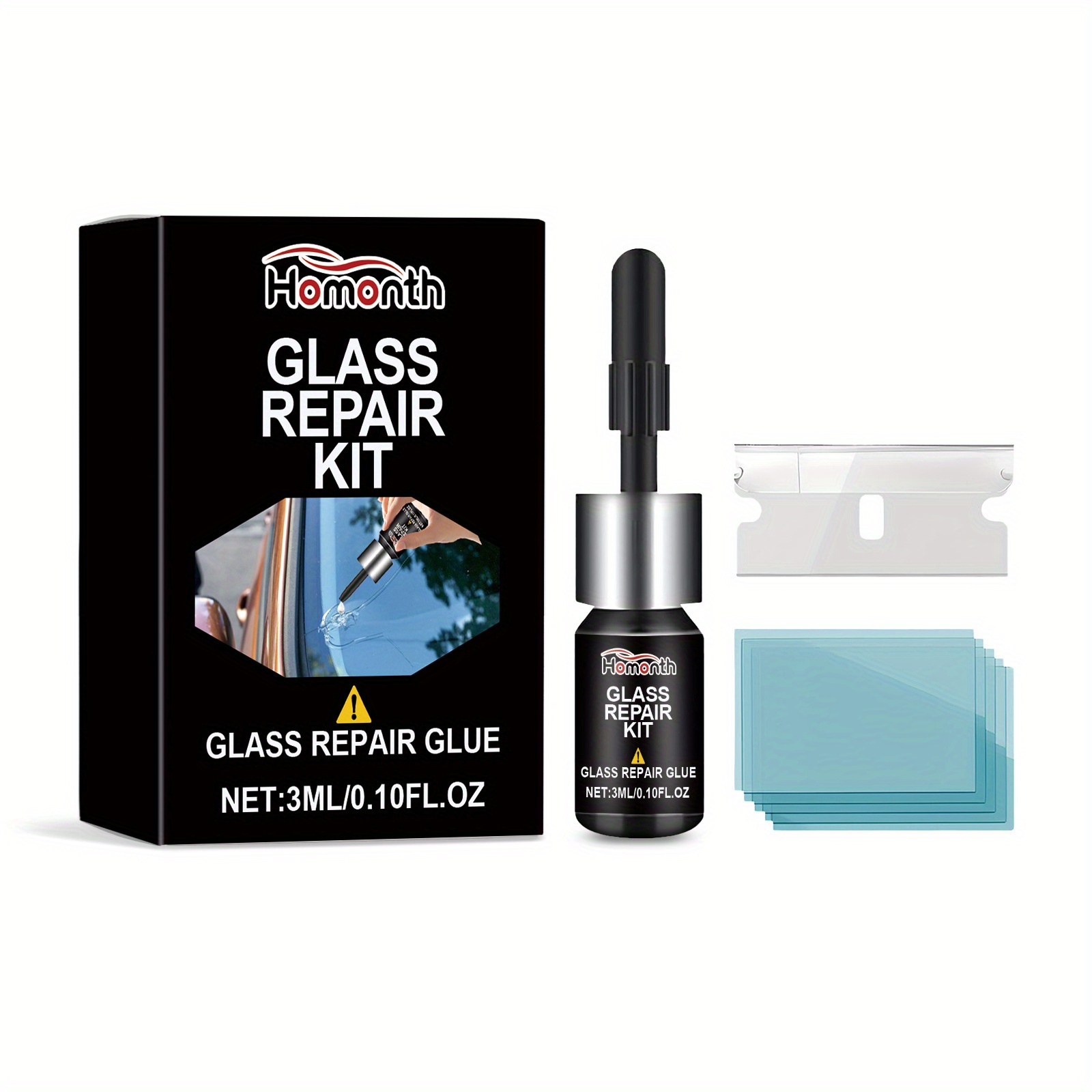 TEMU Glass Repair Kit Auto Windshield Scratches Clear Portable Adhesive - Repairs Deep , No Required,