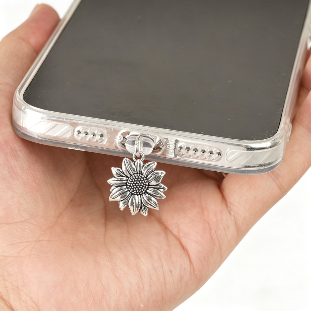 TEMU 1pc Sunflower Charm Phone Dust Plug, Anti-oxidation Cap For Iphone Charging Port, Cute Floral Accessory, Ideal Gift For Flower Lovers