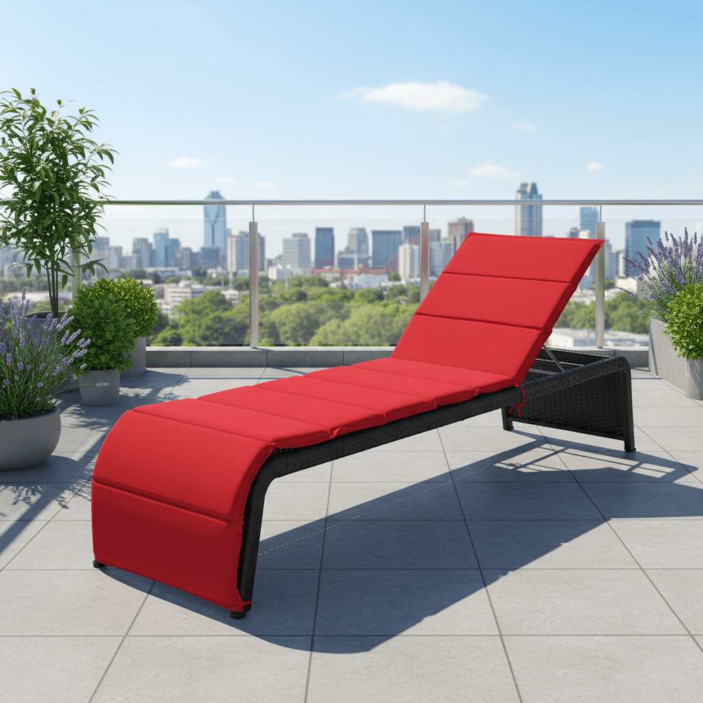 Outdoor PE Rattan Chaise Lounge Chair with 5-Position Adjustable Backrest & Recliner - Heavy-Duty Wicker Patio Furniture, Wide Cushion (Easy Assembly/Care) for Poolside, Garden, Balcony, Deck - for all-Weather PE Wicker