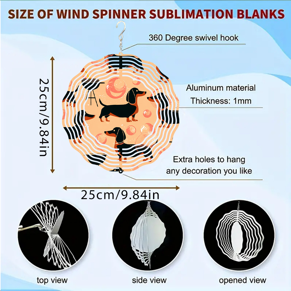 TEMU 1pc Dachshund Dog Wind Chime & Bird Deterrent - Large Outdoor/indoor Metal Wind- Spinner With 360° Rotating Chimes, Garden/ Decoration Suitable