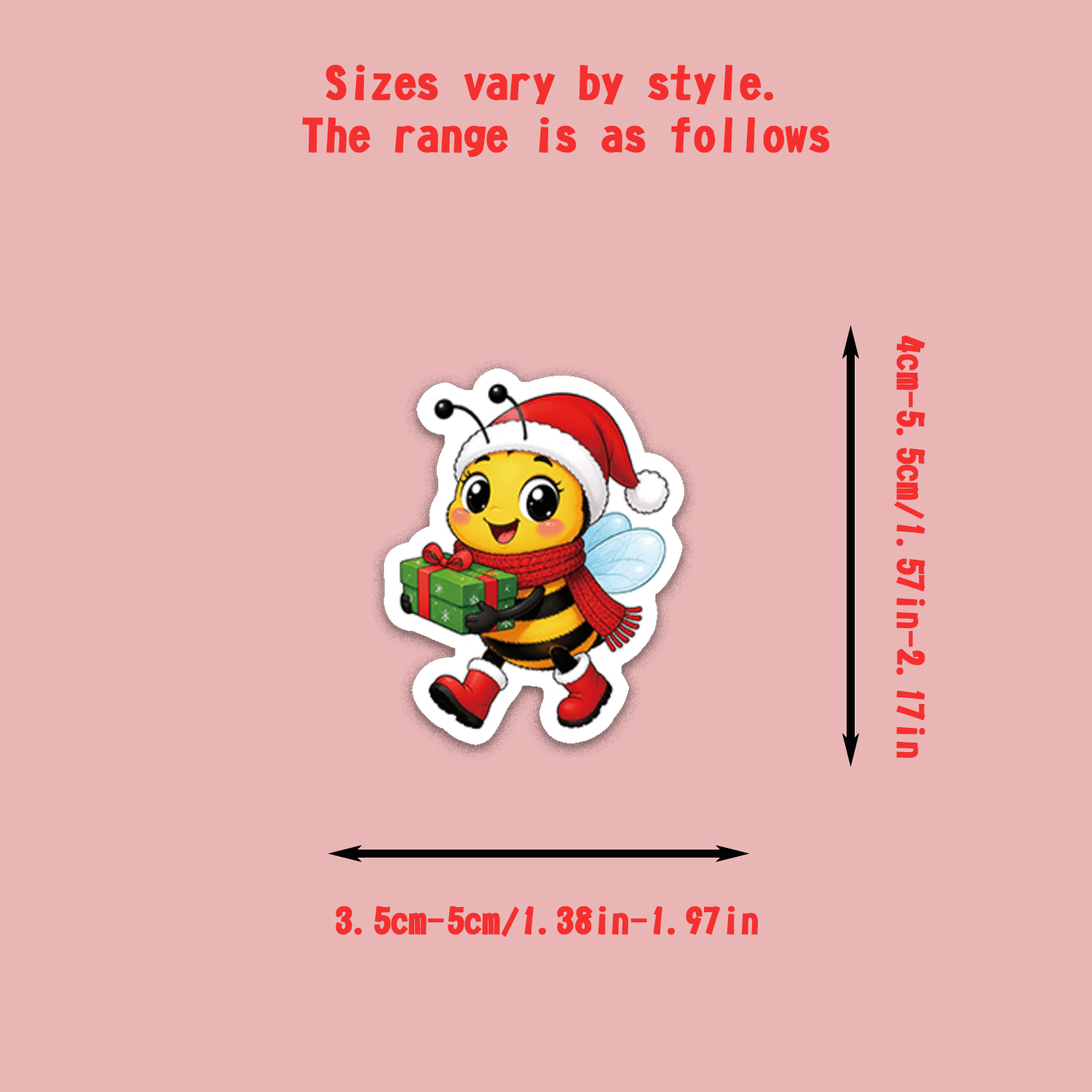 TEMU 48pcs Christmas Bee Stickers, Cute Bee Theme, Suitable For Laptops, Water Bottles, Helmets, Suitcases, Windows, Journals, Crafts, And More |