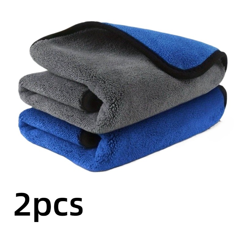 TEMU 2pcs 30 X 40 Microfiber Car Washing Towels Drying Windows Mirrors Wiping Rags Home Double Layer Cleaning Cloths