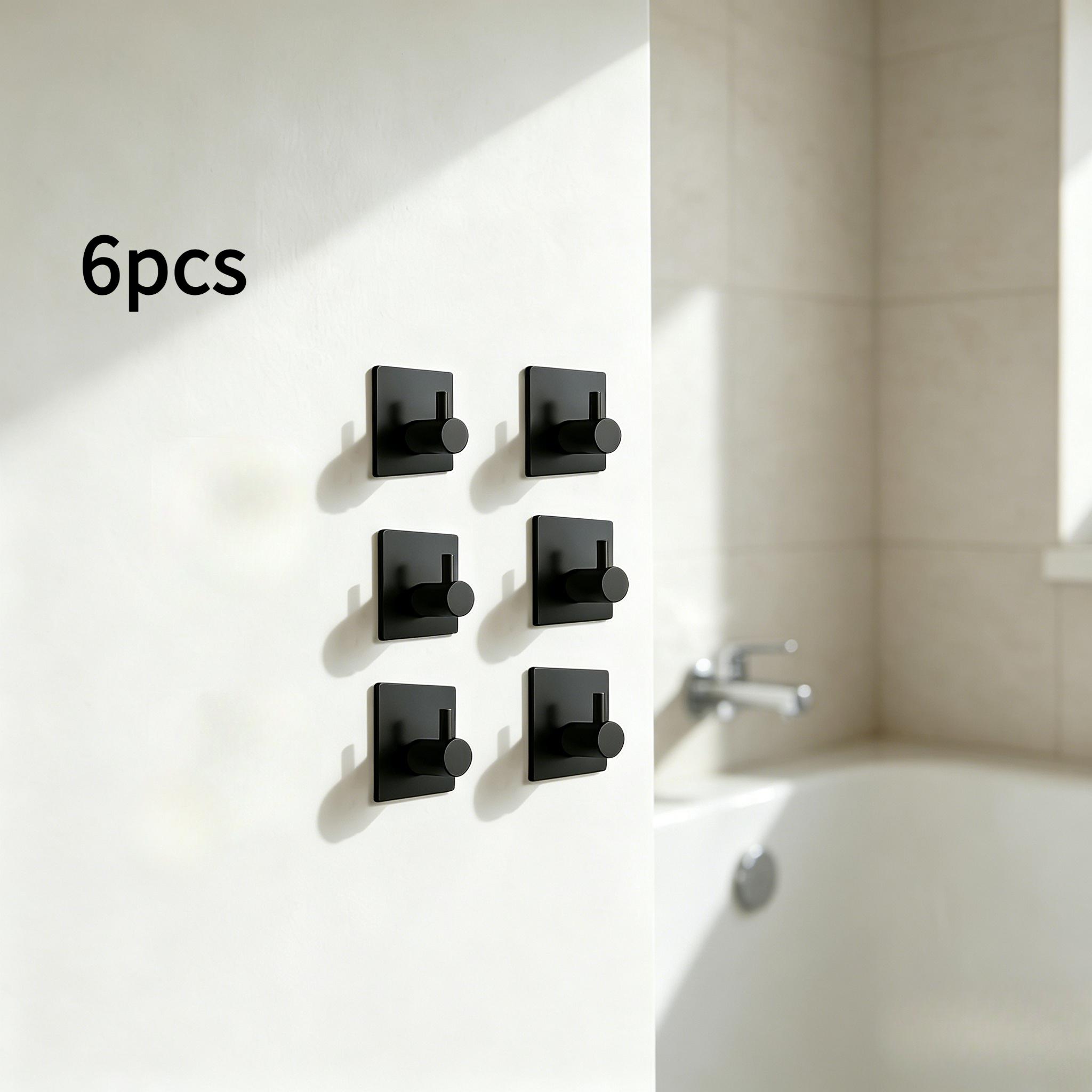 TEMU 4/6pcs No-drill Yukata And Towel Hook Storage Organizer, Abs Wall Hooks, Strong Adhesive, , Suitable For Kitchen, Bathroom, Shower, Keys, Towels