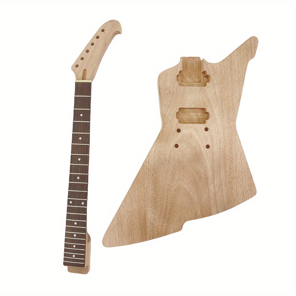 Wuqimusc Guitar Kit 22 Fret 24.75 Inch Guitar Neck And Body Head Build Your Own Guitar Additions Not Included