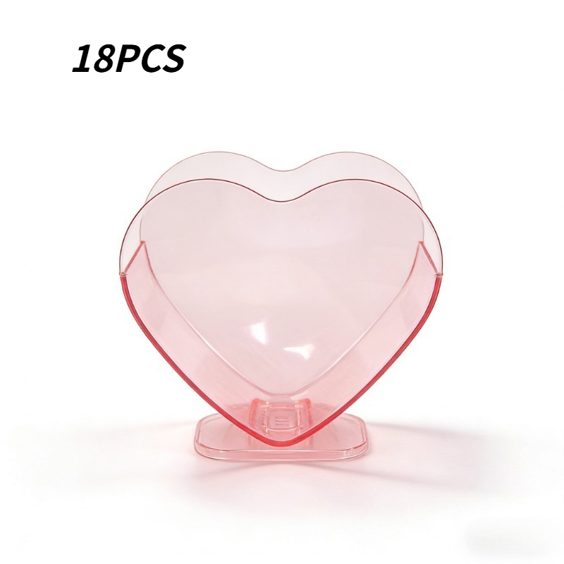 Image of 18pcs Pink Dessert Cups, Heart-shaped Dessert Cups, Cake Mousse Cups. Suitable For Catering, Parties, Weddings, Gatherings