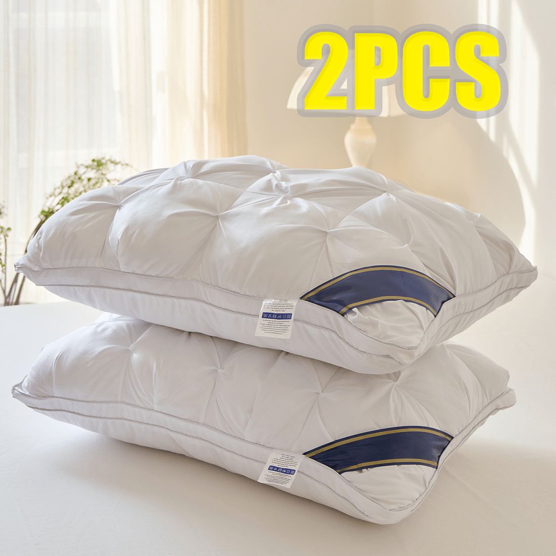 Image of 1/2pcs Quilted Luxurious Bed Pillows, Moisture-wicking And Breathable For Home Bedding Pillows, Relaxing Sleep, Ideal For Insomniacs, For Home And Rv Bedrooms