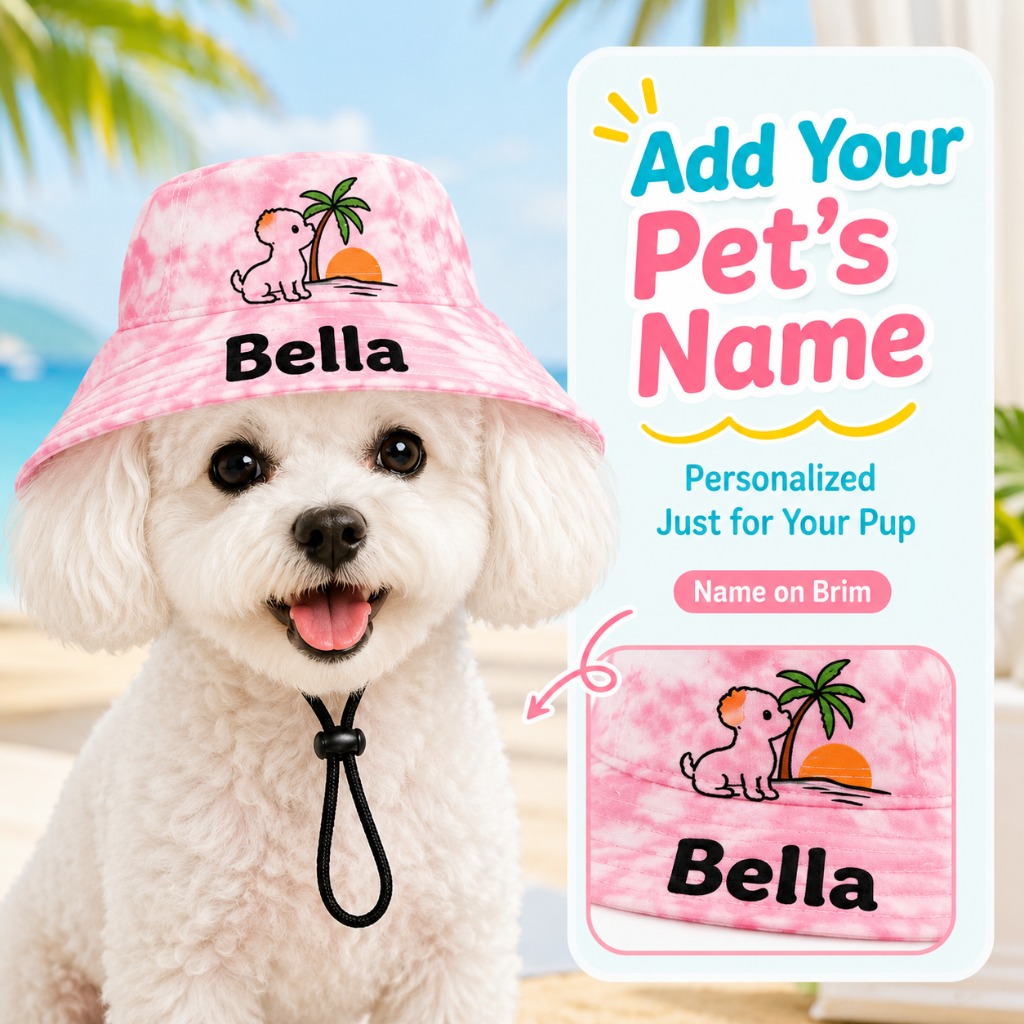 Customizable Pet Name Dog Sun Hat for Small to Medium Dogs