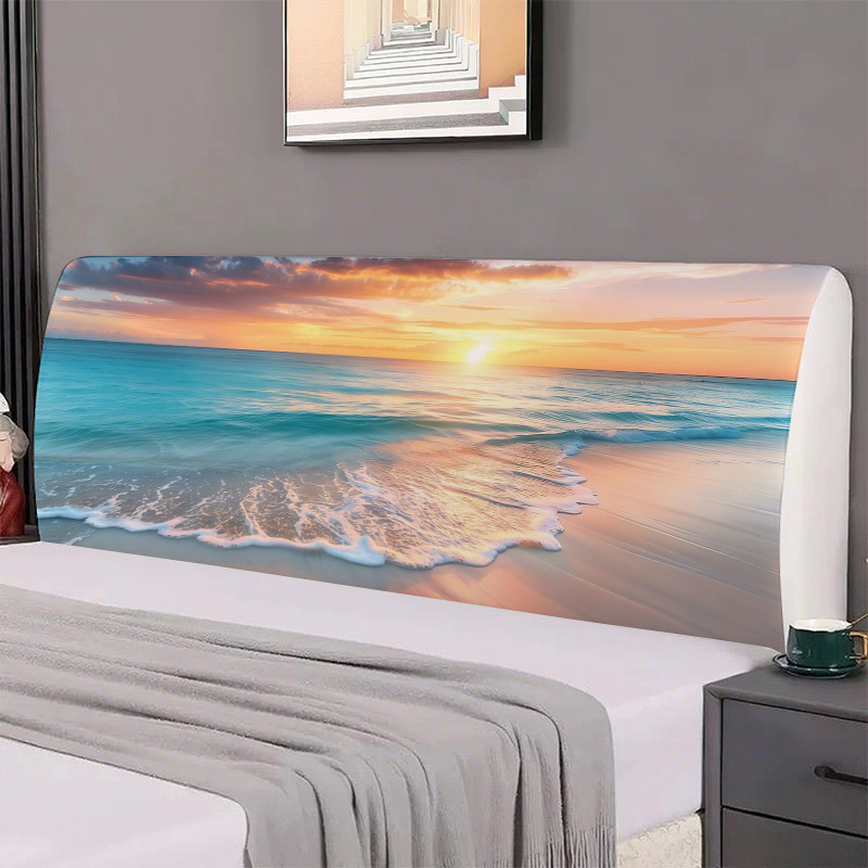 TEMU -1 pz Copricassa da spiaggia al tramonto, stile realistico , motivo elegante, 2D piatto, , moderno, per l'arredamento della camera da letto ,