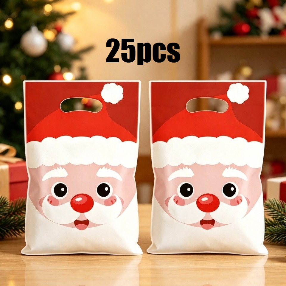 TEMU Confezione da 25/50 pz Sacchetti Regalo con Motivo , Sacchetti Regalo a per Feste Natalizie, Sacchetti Regalo a con Motivo Vecchio Natalizio con